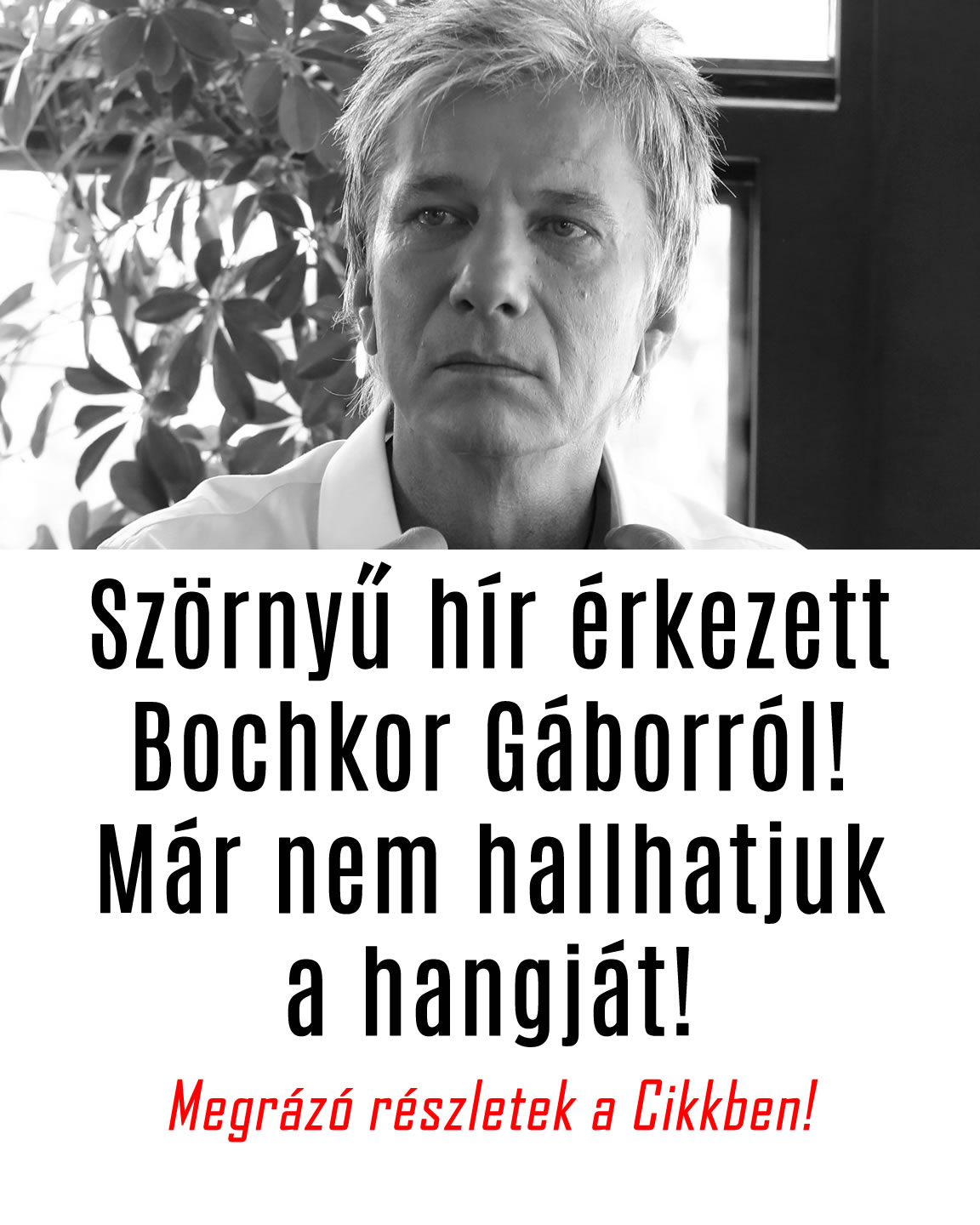 Szörnyű hír érkezett  Bochkor Gáborról! Már nem hallhatjuk a hangját!