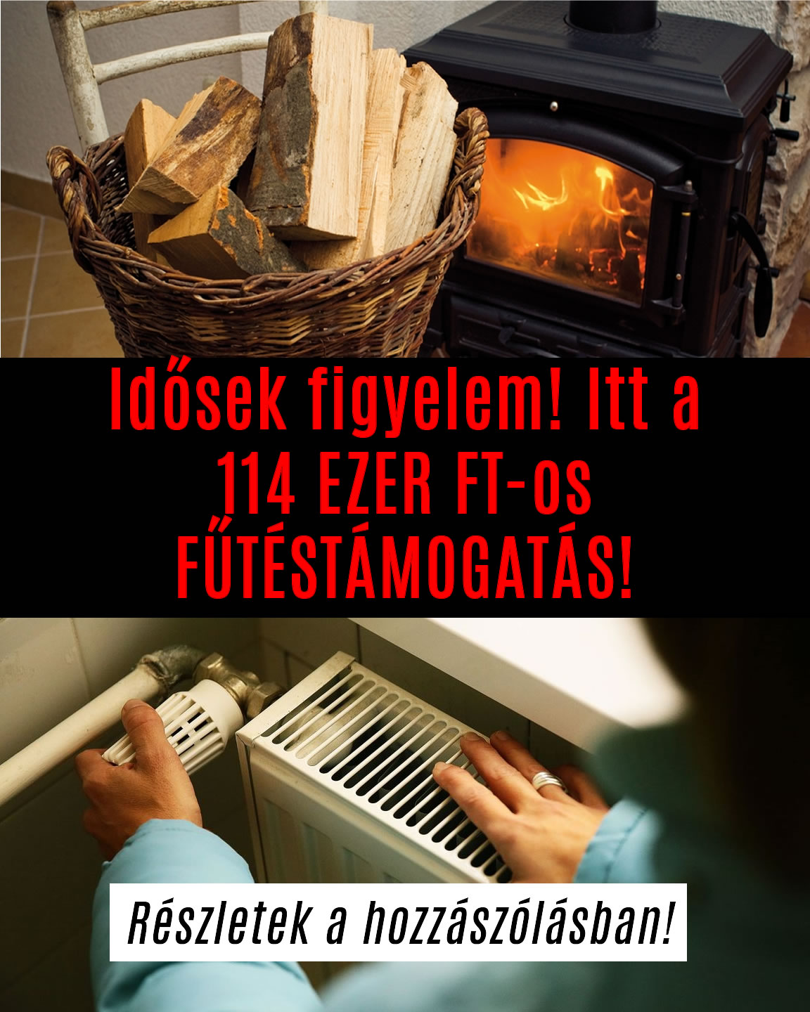 Idősek figyelem! Itt a 114 EZER FT-os FŰTÉSTÁMOGATÁS!