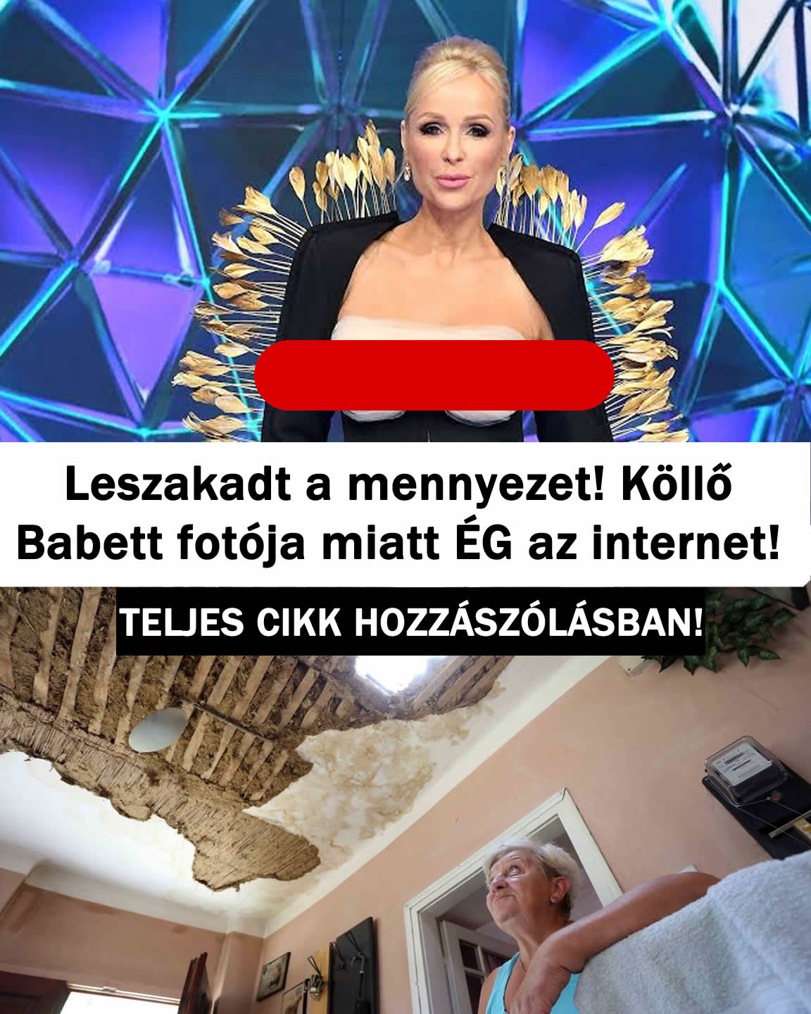 Leszakadt a mennyezet! Köllő Babett fotója miatt ÉG az internet!