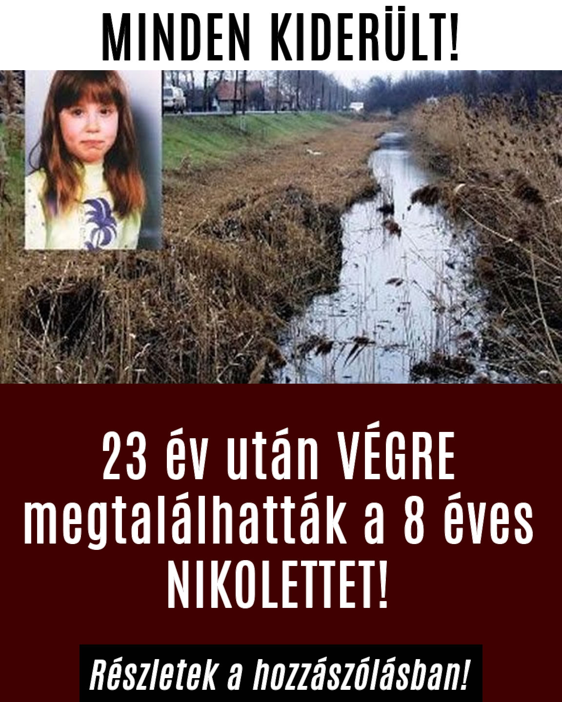 23 év után VÉGRE megtalálhatták a 8 éves NIKOLETTET!