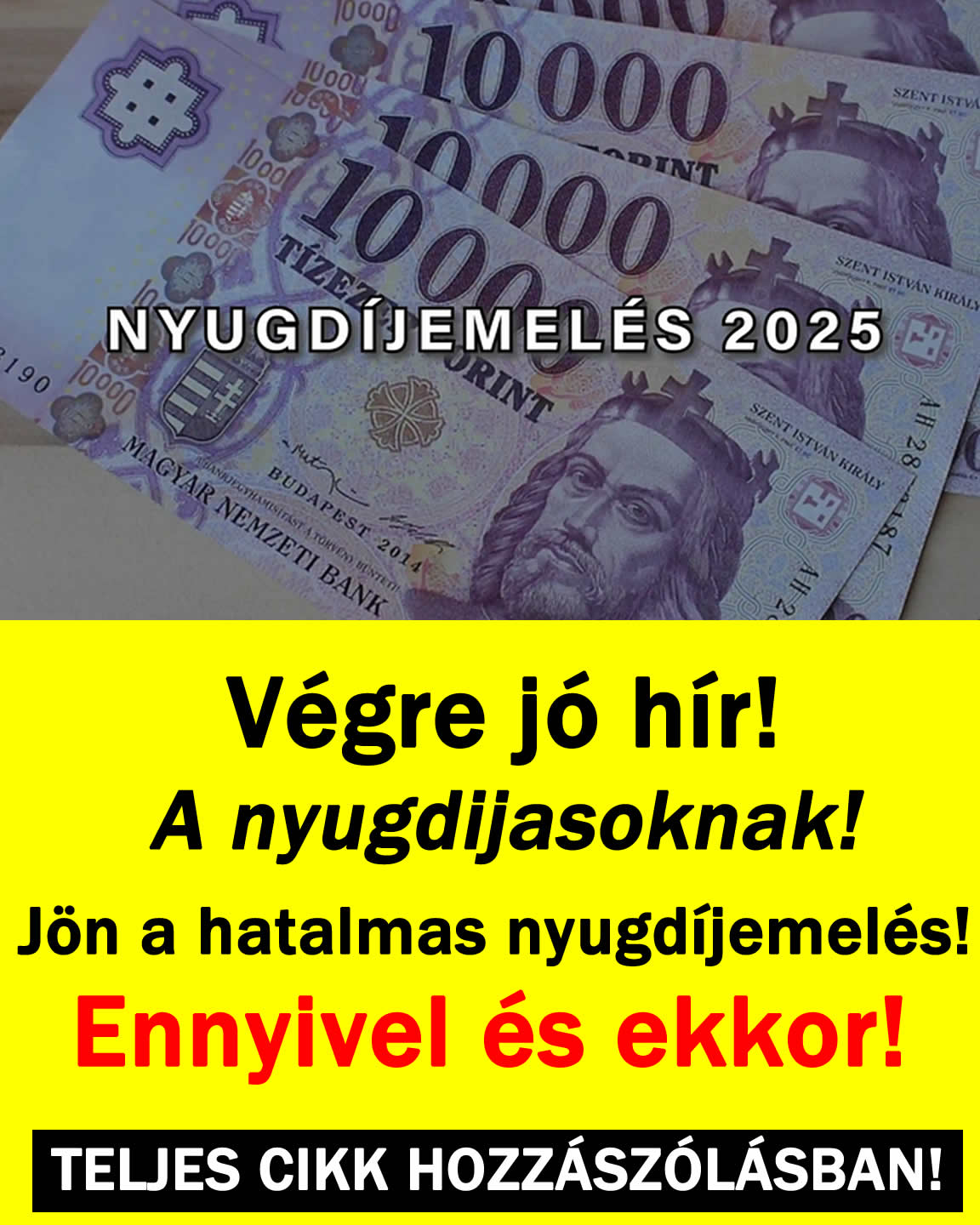 Végre jó hír a nyugdíjasoknak! Jön a hatalmas nyugdíjemelés!