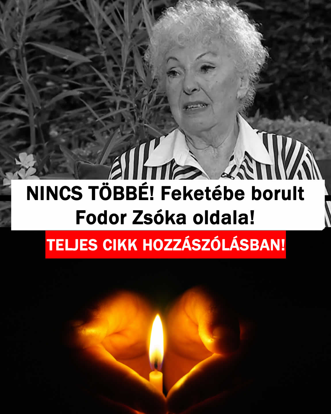 NINCS TÖBBÉ! Feketébe borult Fodor Zsóka oldala!