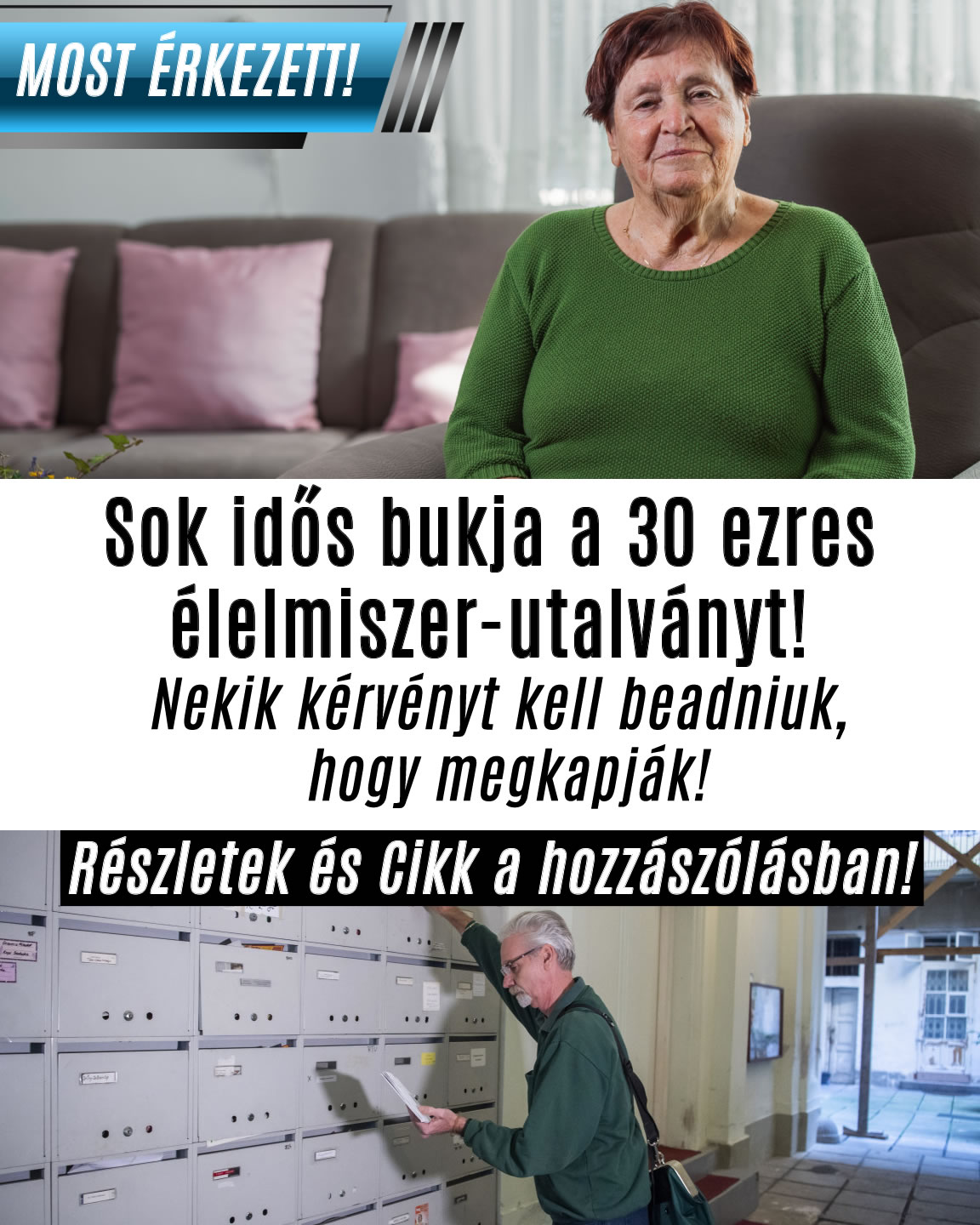 Sok idős bukhatja a 30 ezres élelmiszer-utalványt!
