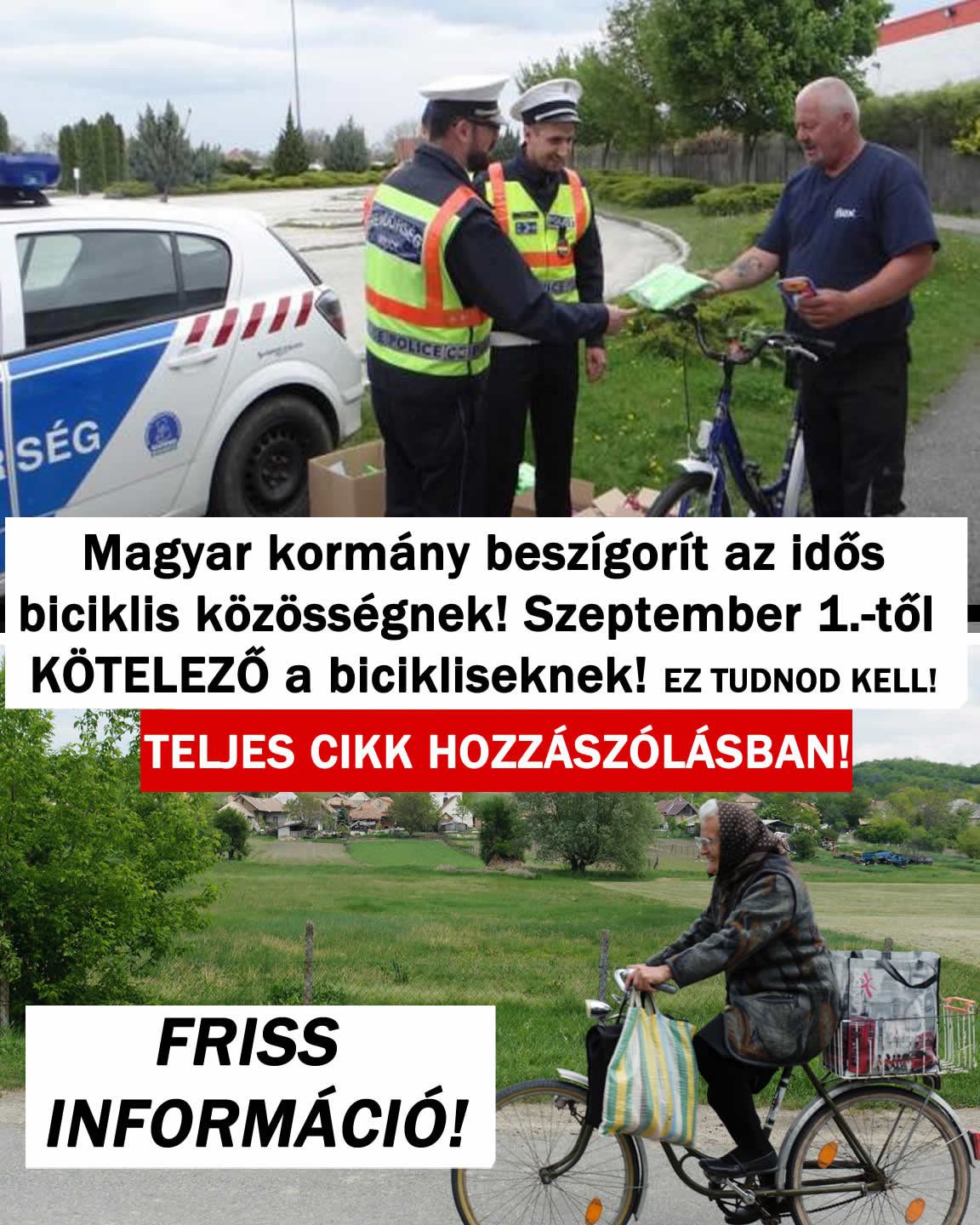 Köv hónap 1.-től KÖTELEZŐ a bicikliseknek!