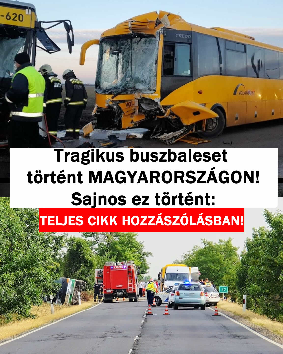 Tragikus buszbaleset történt! Több egység a helyszínen