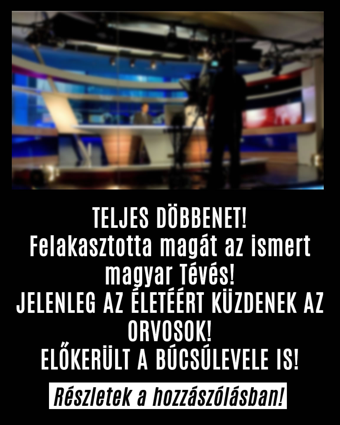 Felakasztotta magát az ismert magyar Tévés!
