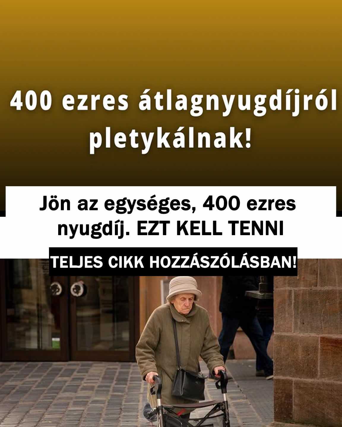 Jön az egységes, 400 ezres nyugdíj. EZT KELL TENNI