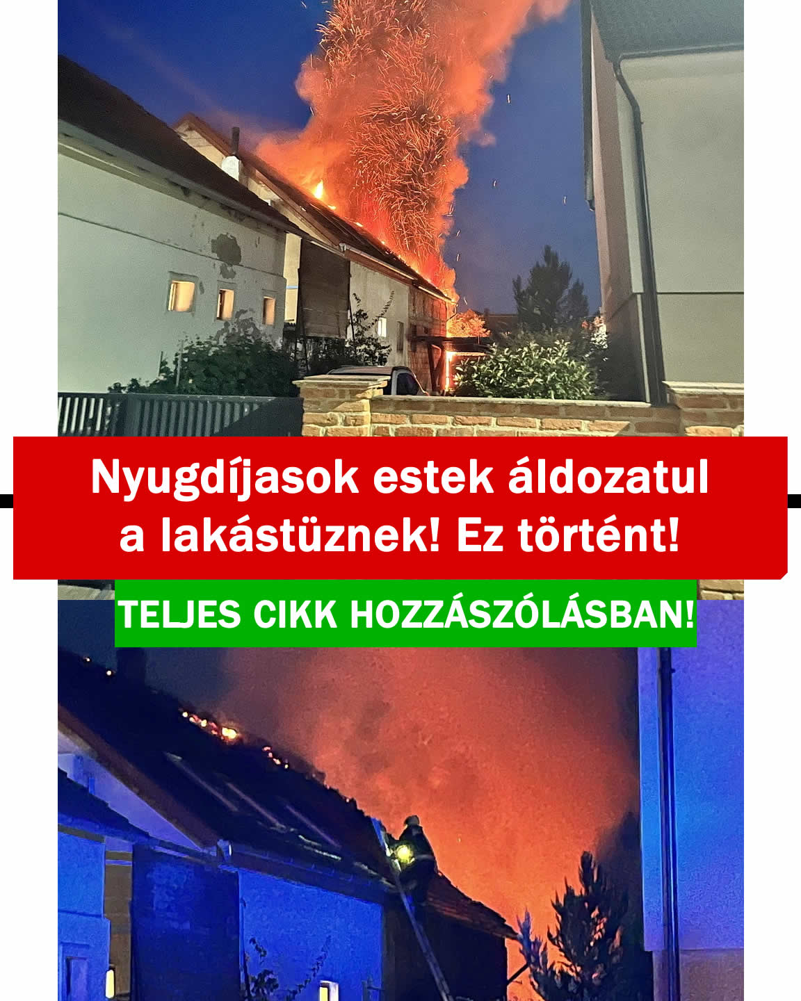 Nyugdíjasok estek áldozatul a lakástűznek!