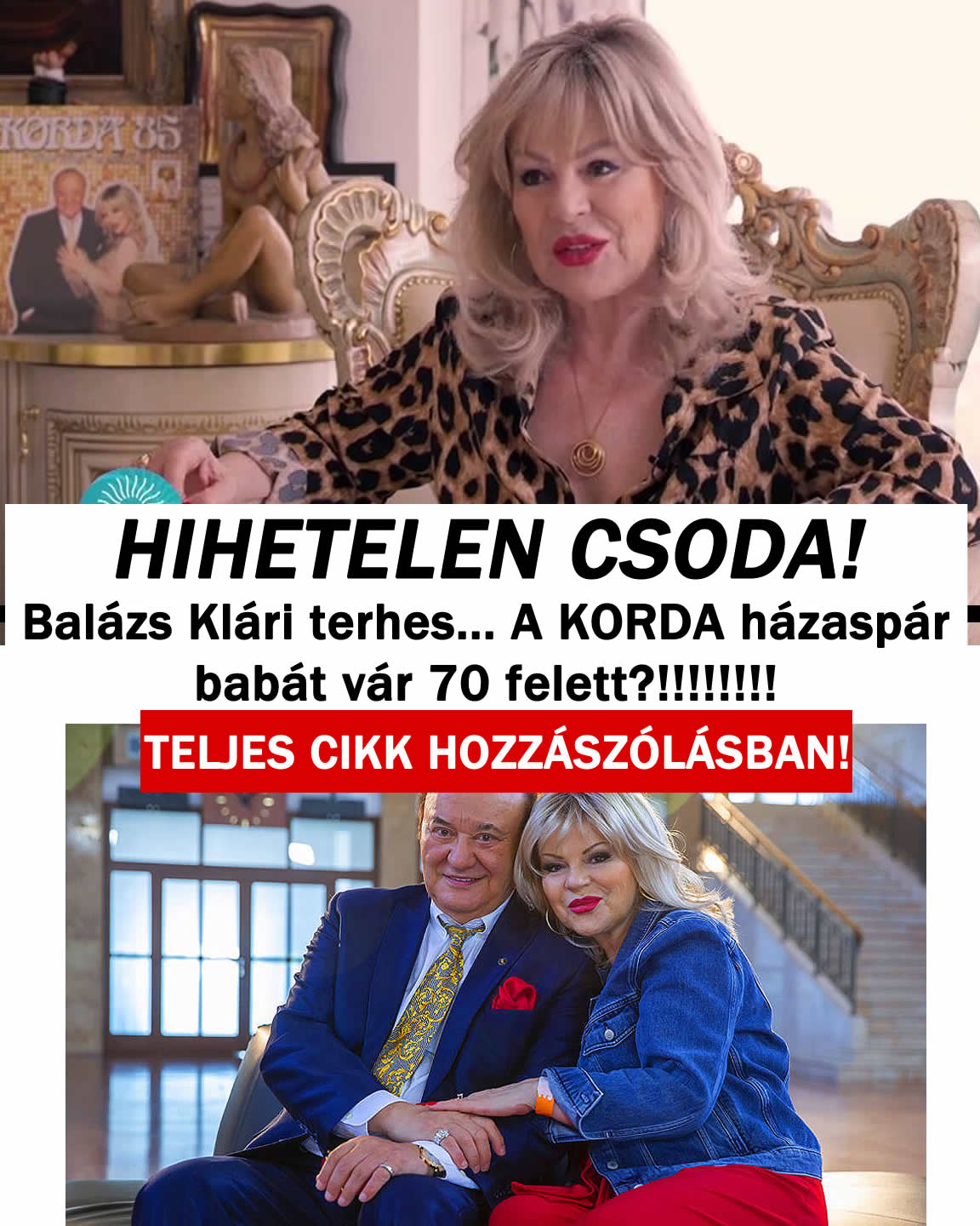 Hihetetlen CSODA: Balázs Klári terhes. Baba 70 felett