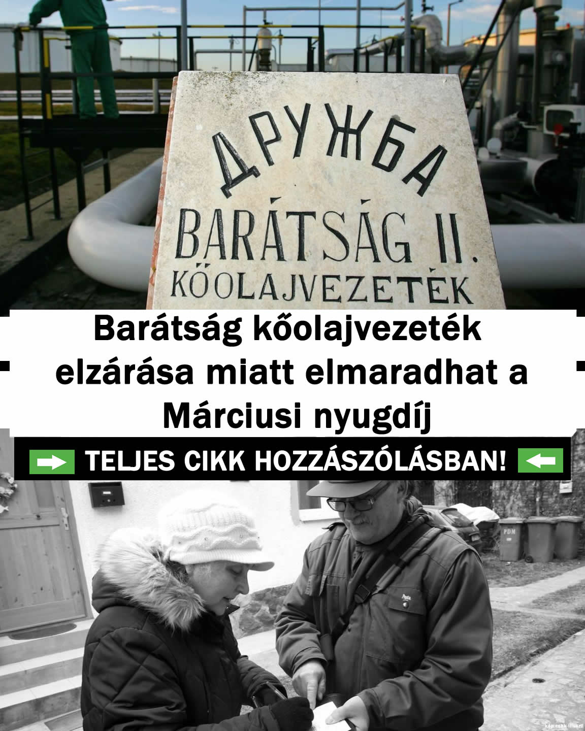 Kőolajvezeték elzárása miatt elmaradhat a márciusi nyugdíj