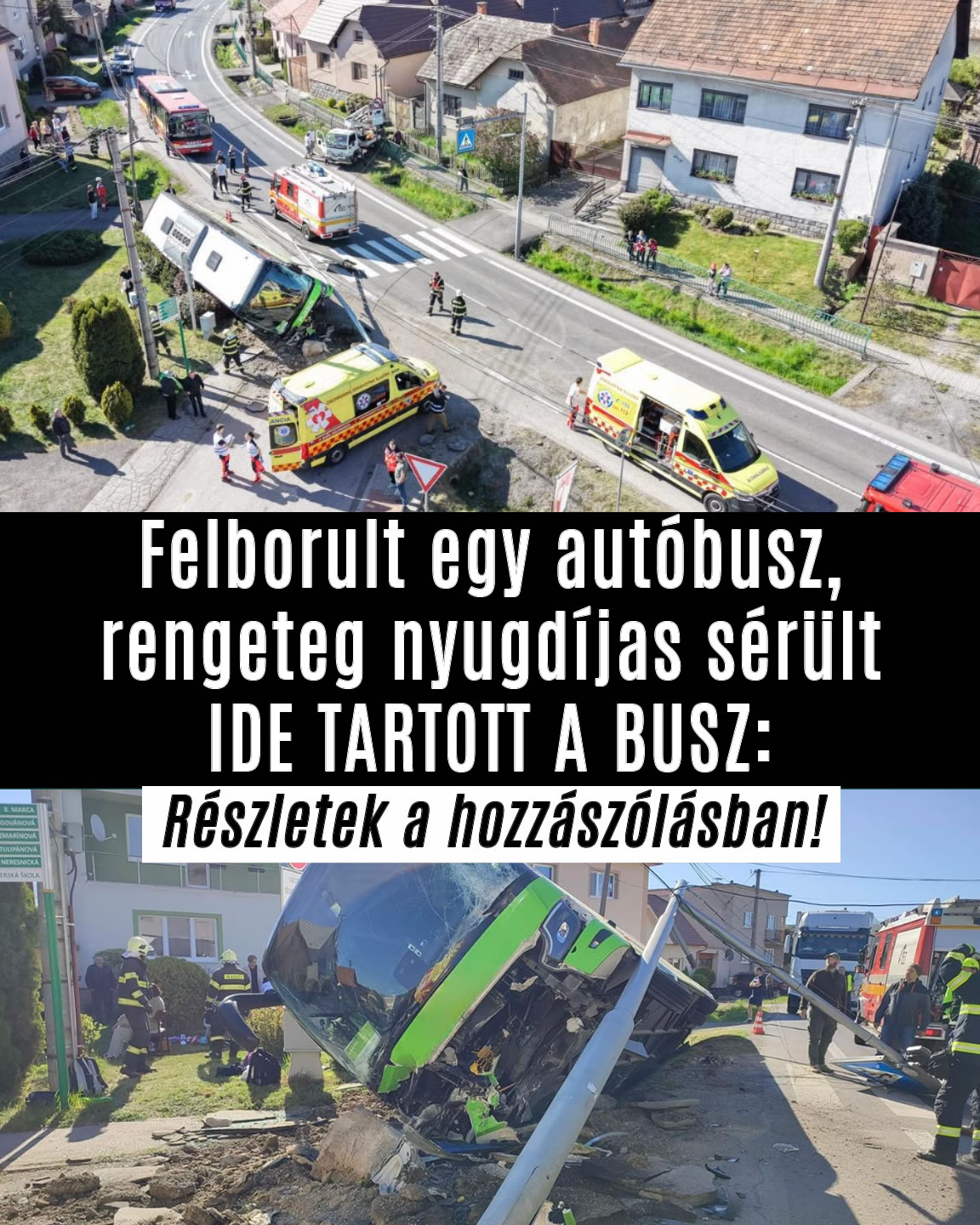 Felborult egy autóbusz, rengeteg idős sérült