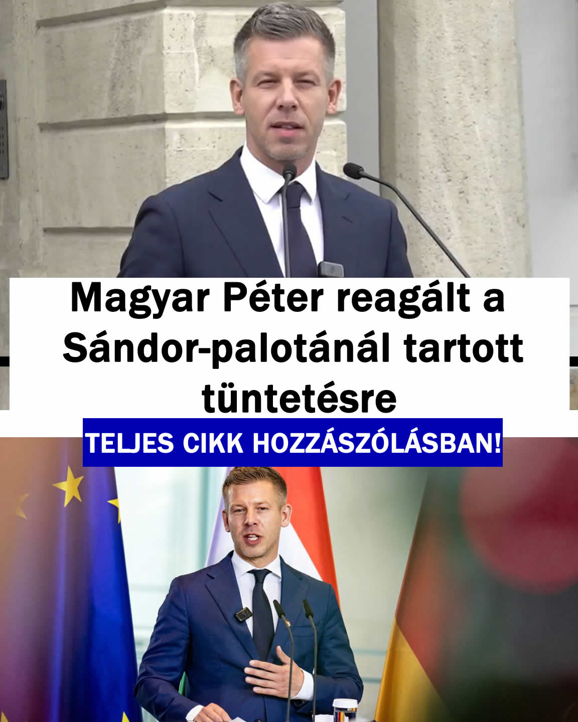 Magyar Péter reagált a Sándor-palotánál tartott tüntetésre